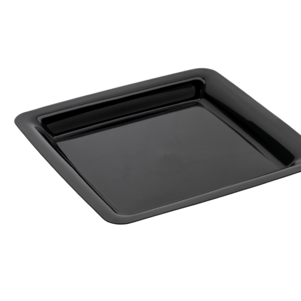 Reusable Square plate PP black 18x18cm