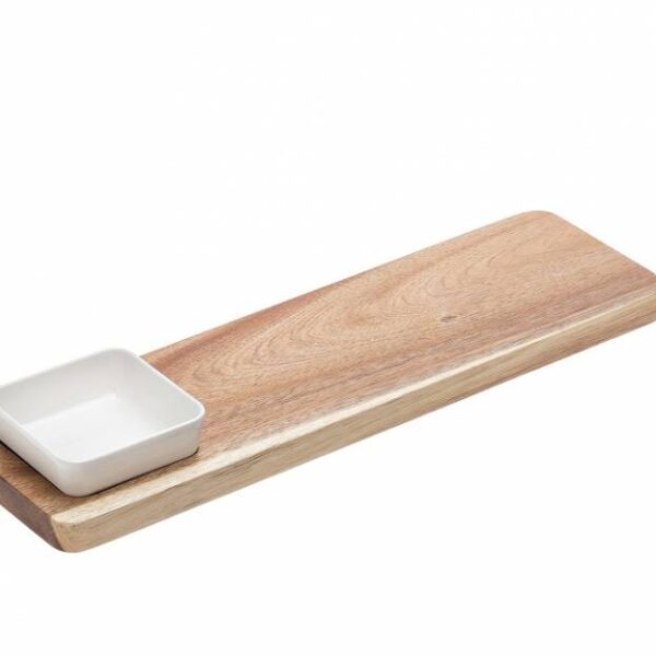 Vassoio in acacia e ciotola in melamina