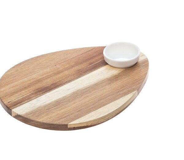 Tagliere in acacia e ciotola in melamina